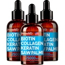 PrimeMD 4-in-1 Liquid Biotin Collagen Keratin Saw Palmetto Drops (3 pakkaus) Bundle - 25000 mcg Hiusten kynnet ja ihon vitamiinit naisten ja miesten - 2 Fl Oz Each, Watermelon Flavor, Gluteeniton, ei-GMO