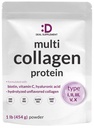 Multi Collagen Protein Powder,1Lb - tyyppi I, II, III, V, X Collagen Peptides with Biotin 10000mcg, C-vitamiini & Hyaluronic Acid - Upea - Keto & Paleo Friendly, Great for Hiukset, iho, kynnet & nivelet
