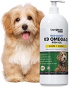 Liquid Health Lemmikit K9 Omega 3 Fish Oil for Dogs - Liquid Omega 3 täydennysosa Lemmikkieläinten EPA + DPA + DHA - Vähentää kutina & sheedding, tuki nivelet, immuniteetti, aivojen ja sydämen terveys - USA Made (16 oz)