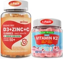 Bundle: C-vitamiini + D3 + Sinkki Gummies aikuisille 50 + & K2-vitamiini Gummies