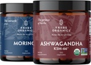 TRIBE ORGANIC Endurance Duo: Luomu KSM-66 Ashwagandha + Luomu Moringa - Vegan Kapselit - 2 kuukauden tarjonta - Aivojen toiminto, Focus, Mielialatuki, energia ja voima