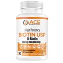 High Potency Biotin USP (D-Biotin 100 000 mcg) - Superior Biotin, Organic Rice Fourour, Kasvissyöjä kapselit hiukset, iho, & Myelin Health, valmistettu Yhdysvalloissa (100 mg/90 kapselit)