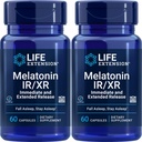 Life Extension Melatoniini IR/XR, 1,5 mg, välittömästi- ja laajennettu release Formula Optimal Support, Terve circadian Rhythms, Solun puolustus, Gluteeniton, ei-GMO, 2 X 60 kapselia