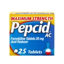 Pepcid AC Maximum Strength Heathburn Release -tabletit, OTC- lääkitys ehkäisee ja lievittää närästystä ja happojen refluksia Happojen ruuansulatuksen vuoksi, 20 mg famotidiinihapon reduktori, nopea hoito, 25 lla