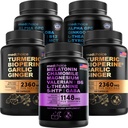MEDCHOICE Sleep Melatoniini (90ct), Turmeric & Inkivääri (240ct) ja Nootropic Brain (120ct) Supplement Bundle - Wellness Trio aivoille, nukkua, & Immuuni tuki - Vegan, ei-GMO, Gluteenittomat