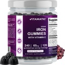 Vitamitic Iron 65 mg Gummies Supplement naisten ja miesten - 240 Vegan Gummies - Suuri maistaminen Iron Gummy Vitamiini C-vitamiini