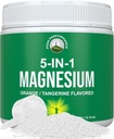 5-in-1 Magnesiumjauhe Drinkki naisille ja miehille. Magnesium Glycinate + Sitraatti + malaatti + kelaatti + taurate. Mahtavaa vegaaninen täydentää lihasten rentoutumista, uni, Cramps. Orange Flavor