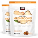 Force Factory Modernit sienet Soft Chews, Sieni täydentää Lions Mane, Turkey Tail, & Cordyceps tukea energiaa, immuniteetti, & Digestion, Kaneli rulla, 120 pehmeät purukumia, 2-pakkaus