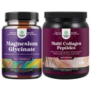 Bundle korkean imeytymisen Magnesium Glycinate kapselit Calming Sleep Plus Lihas luun ja hermo tukea ja Multi Collagen proteiinijauhe naisille ja miehille - hiukset iho ja kynnet vitamiinit