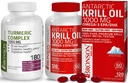 Bronson Turmeric Curcumin BioPerine High Potency Premium Joint Support + Bronson Antarktis Krill Oil 1000 mg Omega-3s EPA, DHA