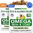 BARK&SPARK (Pack 2 Omega 3 koirille - 360 Fish Oil Chews for Dog Sheddding, ihon allergia, kutina, Hot Spot hoito - yhteinen terveys - ihon ja turkin täydentää - EPA&DHA Rasvahapot