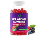 Melatoniini 20 mg Gummies (120 Count) - Maksimi vahvuus uni tuki aikuisille 10 mg Melatoniini Per Gummy - Gluteeniton, ei-GMO, kasvissyöjä, Great Taising Mixed Berry Flavor - 60 tarjoilua