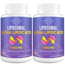 Liposomaalinen Alfalipoiinihappo 1500 mg - asetyyli-L-karnitiini 900 mg & Ubikinoli 100 mg & E-vitamiini 15 mg,ALA-lisä antioksidanttien glukoosiaineenvaihdunnalle Energia 60 Softgelia (2 pullo)