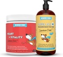 WONDER PAWS Heart + Vitality Supersankari Chews Plus Omega Max kalaöljy - koirat Heart Health, iho ja yhteinen hoito & Immuuni tuki - sydän + elinvoima 90 Chews - Omega Max 16 Ounces