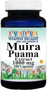 Vitamiinit Koska Muira Puama Extract 1000 mg täydentää miesten ja naisten tukea (200 ct)