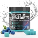 Electrolytes Gummies Ei sokeria, 120 purutabletti Gummies 6 Electrolytes Runners ja Endurance Sports, virkistävä Sininen Vadelma, Hydraation Electrolyte Chews, 1 pakkaus