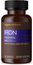 Elements Iron 18mg kapselit, Tukee Red Blood Cell tuotanto, Vegan, 195 Count, 6 kuukauden tarjonta (Pakkaus voi vaihdella)