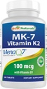 Best Naturals K2-vitamiini (MK7), jossa D3-lisä luun ja sydämen terveys (5000 IU D3-vitamiini & 100 mikrog K2-vitamiini MK7), 180 tablettia