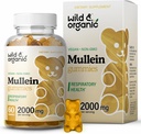 Wild & Organic Mullein Gummies for Lungs 2000mg - Lung Detox and Cleanse - Vegan Mullein Leaf Gummies for Immuunituki - 60 ei-GMO kasviperäistä uute purukumia