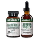 NutraMediax Brain Support Bundle - Sisältää Artic Krill Oil Softgels ja Burbur Pinella Liquid Drops Cognitive Health, Detox ja Brain Support - 2-Piece Supplement Set Cognitive Support