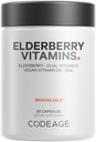 Koodaus Elderberry vitamiineja - Organic Fermented Elderberry Blend, C-vitamiini Askorbiinihappo & Organic Acerola Kirsikat, D3-vitamiini, Sinkki, Sambucus Marjat - 90 kapselia