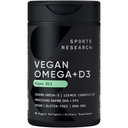 Sports Research Vegan Omega-3 kanssa D3-vitamiinia - 1020mg Omega-3 & 5000iu D3 täydentää - Fish Oil Vaihtoehtoinen D-vitamiini Kasvipohjainen tuki Algae Oil - 60 Veggie Softgels aikuisille