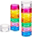 Deke Home - pinottava pilleri Järjestäjä (2 pakkaus), 7 päivän viikon pilleri laatikko torni Twist Lock Compartments, BPA-vapaa, Matkalääketieteen haltija & Vitamiinin jakelu, Compact & Portable Case, Sateenkaari värillinen