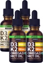NUSAVA Makuttomia D3 K2 nestepisaroita ja vaniljamakuisia D3 K2 nestepisaroita Bundle - Potent Liquid Vitamiineja sydämen, nivelten, luun, lihasten ja immuunien tuki - ei-GMO, Gluteenittomat, 2pk Each