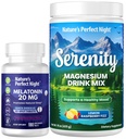 Nature's Perfect Night Melatoniini 20 mg Nopea liuottaminen Mixed Berry 180 Count with Serenity Magnesium Powder 15 oz Sitruunavadelma