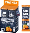 Salty Orange Electrolytes Packets ... 800 mg Natrium, Kalium ja magnesium Hydraation... Stevia-Sweetened & Sugar Free Electrolyte Powder...