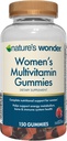 Nature's Wonder Women's Multivitamiini Gummies, tukee energiaa, aineenvaihduntaa, luu- ja immuunijärjestelmän terveyttä vitamiineilla A, C, D, B6, B12, Biotiini, Foolihappo, 75 päivän tarjonta, 150