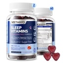 Melatoniiniton 5-HTP GABA-lisä Gummies for Adults & Kids 12+ with L-Theanine, Magnesium Glycinate, L-Tryptofaani, Apigenin - Sokeriton, Mansikka maku, Vegan, 120 Count