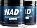 NAD+ Supplement 1000mg - Nikotinamidi Ribosidi (NR) ja Resveratrol, Liposomal NAD of Pure Organic Ingredients for Women & Men Terve ikääntyminen, aivot ja soluenergia, 80 kapselia(2Pcs)