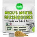 MAGRU's Mental Mushroom Powder Extract, Strong Lions Mane, Chaga, Reishi, Cordyceps, Fruiting Bodies for Coffee, Immunosysteemi Booster, Nootropic Brain Supplement, Memory, Organic Sienet