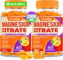 Magnesiumsilikaatti Gummies - Magnesiumsilikaatti Ashwagandha & L-Theanine, korkea absorptio rauhoittaa Gummies, Magnesium Gummy rauhoittaa, levätä, hermo, lihas, 120 kreivit