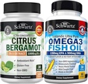 Triple Strength Omega 3 Fish Oil Softgels (1 kuukausi tarjonta) Plus 1000mg Citrus Bergamot täydennysosa (1 kuukausi tarjonta)