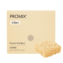 ProMix Nutrition Protein Puff Bars, 12-Pack - Madagascar Vanilla - Marshmallow Crispy Treat - Great Maistuva & Terve On The Go Välipala - Korkea proteiini & Low Calorie - Ei-GMO & Free from Gluten, Soy, & Corn.