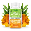 Parker Naturals Wild Salaattiuute & Kalifornia Poppy Seed Supplement, 2 Way Premium Strength Herbal Supplement for Healthy Sleep & Relief Support, 120 kapselia