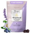 Winged Wellness Sleepyhead Natural Sleep Gummies for Women - Sleep Support Apua aikuisille 3 mg Melatoniini, L-Theanine, 5-HTP - Natural Gummy Supplement - Mustikka Laventeli, 14 Vegan Gummies
