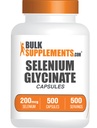 BulkSupplements.com Selenium Glycinate kapselit - Selenium täydennysosa, Selenium 200mcg kapselit - Essential Trace Mineral, Gluteeniton, 1 kapseli per tarjoilu, 500 Määrä (Pakkaus 1)
