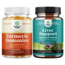 Bundle of Turmeric Curcumin Immuunituki Gummies ja Liver Cleanse Detox & Repair Formula - Joint Support ja Advanced ihonhoito - Milk Thistle Voikukka juuri Turmeric ja artisokkauute