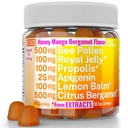 Bee Pollen Apigenin Citrus Bergamot Gummies w Organic Propolis Royal Jelly Honey Lemon Balm Extract, Supplement for Men Kids, Tincture Drops Powder Capsule Herb Capsules Lisäravinteet Alt, Pollan Polen
