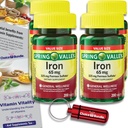 Spring Valley Iron Tabletit Ravintolisä Arvo 65 mg 200 CT 4 Pk Valitse Bundle (800 yhteensä) + Vitamiini Vitality Guide & Pill Container (6 Items)!