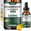 Magnesium Glycinate 500 mg - Liquid Magnesium Drops, Ashwagandha, L - Theanine, kamomilla - rauhoitu ja stressiä lievittävä, rentouttava uni, lihasheart terveys, Vegan - 2 Fl Oz (30 päivää)