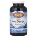 Carlson - Super Omega-3 Gems, 1200 mg Omega-3s, Kardiovaskulaarinen tuki, aivojen toiminta & Vision Health, 180 pehmeää geeliä