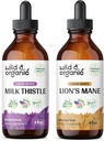 Luonnonvarainen ja orgaaninen maito Thistle Tincture 4 fl oz & Lion's Mane Tincture 4 fl oz