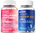 Hydrolysoitu kollageeni Peptides pillerit + liposomaalinen kalsium AKG täydentää 1500 mg
