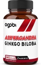 agobi 1600mg Ashwagandha Ginkgo Biloba Supplement - Super Extract Formula Immuunijärjestelmä, energian tuotanto, Muisti Terveys & Focus - 240 Kasviskapselit