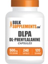 BulkSupplements.com DL-Fenyylialaniinikapselit - DLPA-kapselit, DL-Fenyylialaniini 500 mg - DLPA-lisät, Gluteeniton - 2 kapselia per palvelin, 240 kapselia (pakkaus 1)