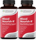 LifeSeasons Blood Nourish-R - Iron Supplement - Non contipating - Tukee Anemia, väsymys, Paleness & Huimaus - Verenrakennus - Rauta, Alfalfa, Vadelma & Vitamiini B-12-60 kapselit (paketti 2)